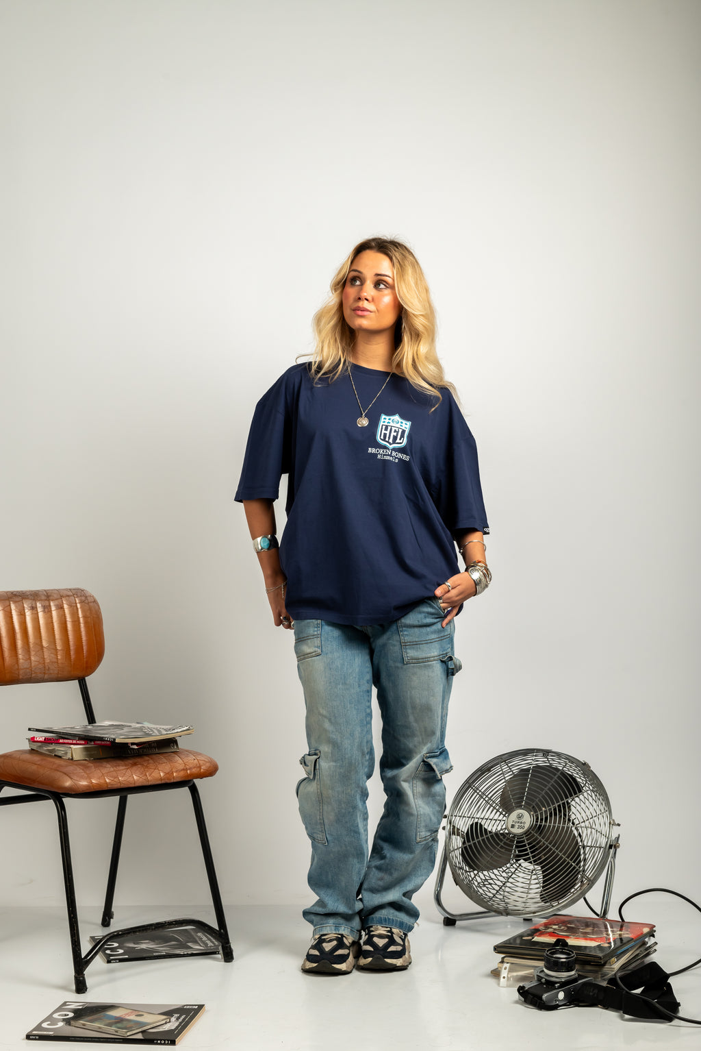 BROKEN BONES NAVY BLUE TEE