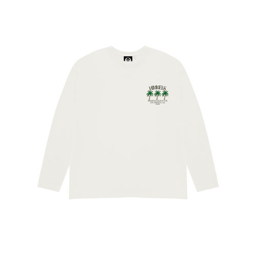 WHITE LONG-SLEEVED BEACH CLUB T-SHIRT