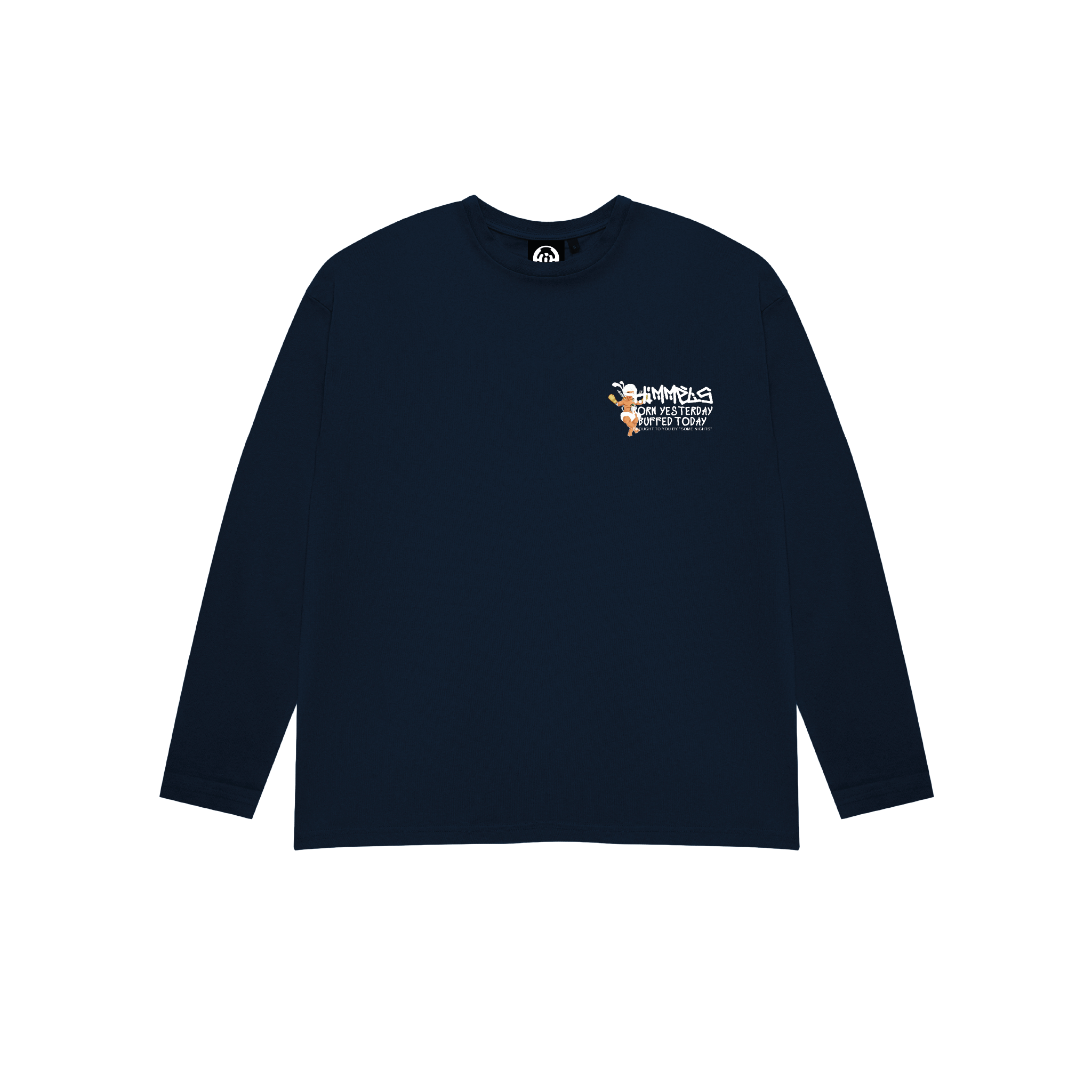 BORN YESTERDAY LONG SLEEVE T-SHIRT NAVY BLUE