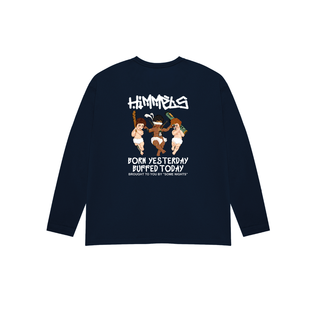 BORN YESTERDAY LONG SLEEVE T-SHIRT NAVY BLUE