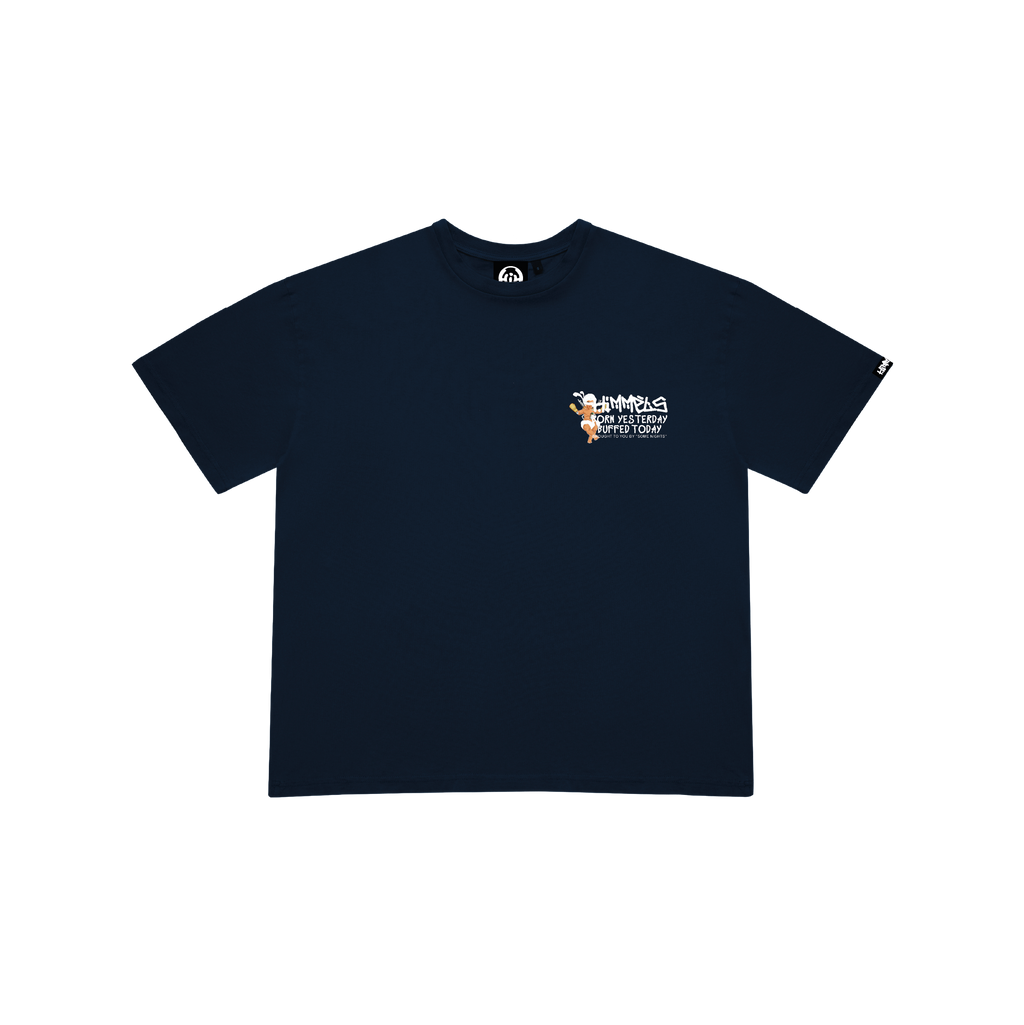 BORN YESTERDAY NAVY BLUE TEE