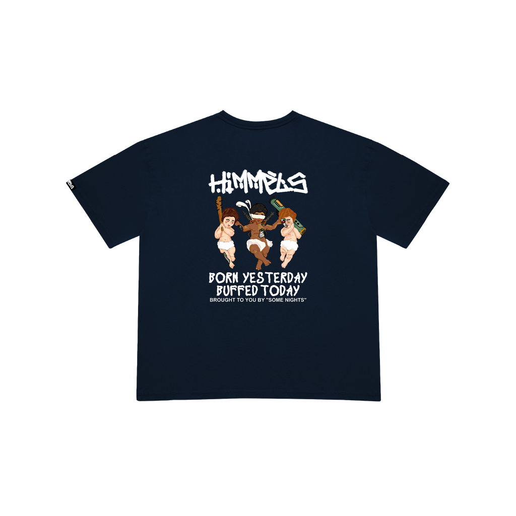 BORN YESTERDAY NAVY BLUE TEE