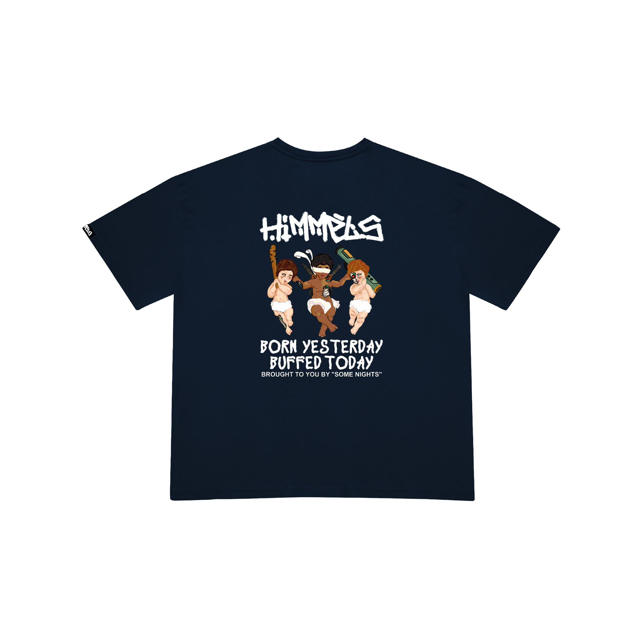 BORN YESTERDAY NAVY BLUE TEE