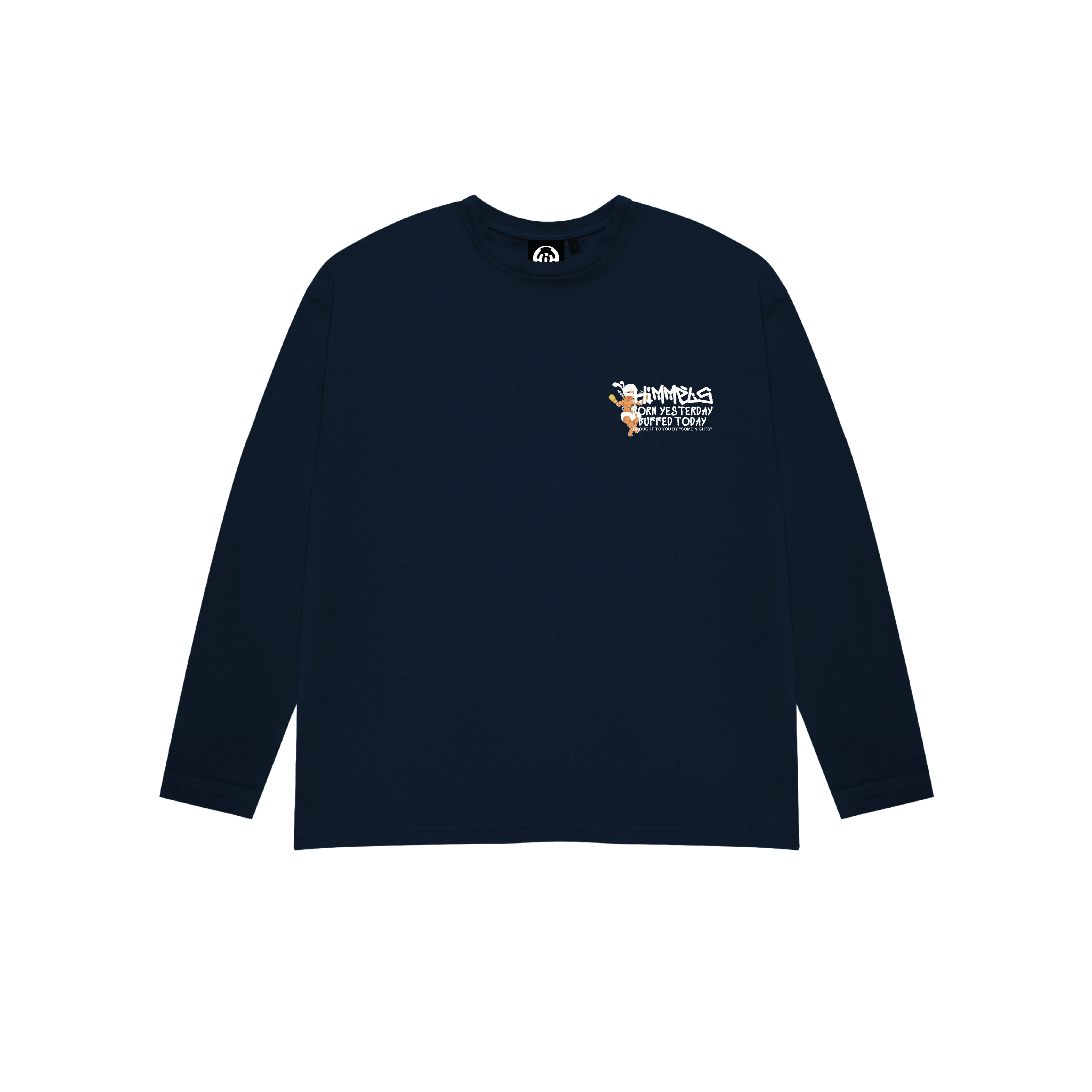 BORN YESTERDAY LONG SLEEVE T-SHIRT NAVY BLUE