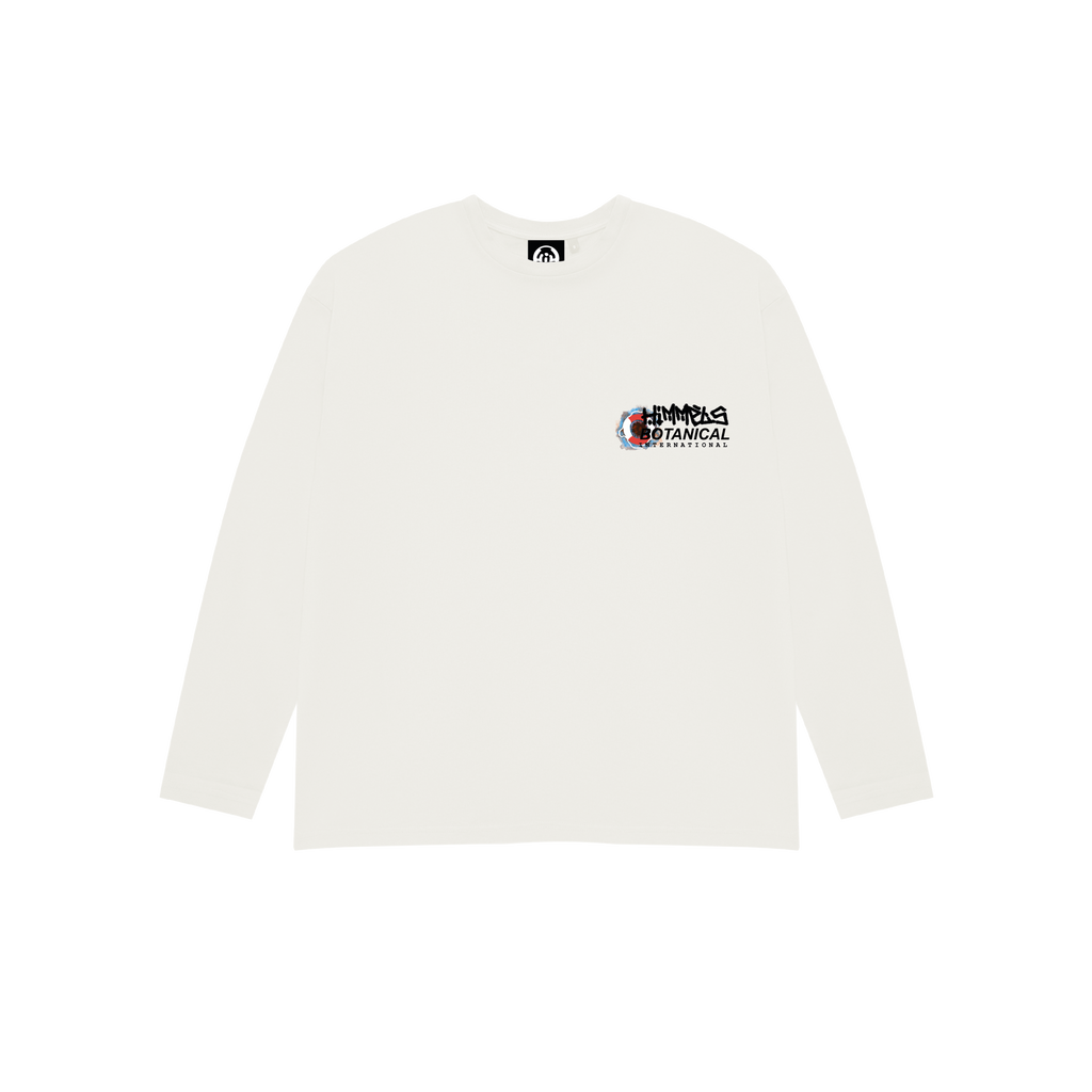 WHITE BOTANICAL LONG SLEEVE T-SHIRT