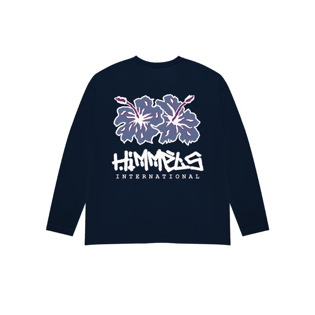 NAVY BLUE BOTANICAL LONG SLEEVE T-SHIRT