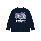 NAVY BLUE BOTANICAL LONG SLEEVE T-SHIRT
