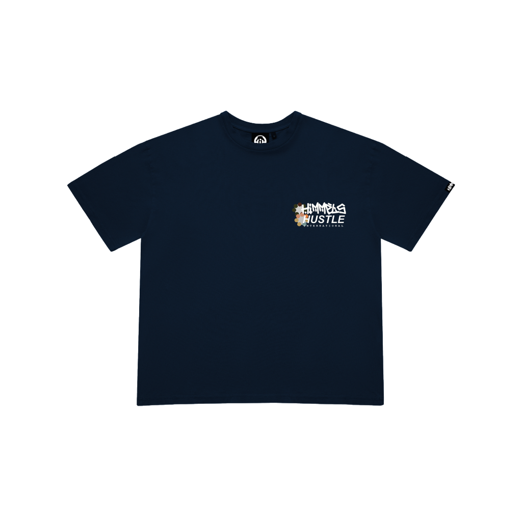 HUSTLE NAVY BLUE TEE