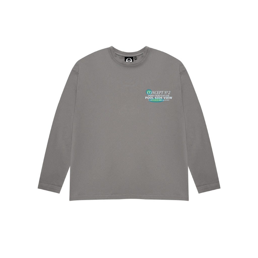 POOL VIEW LONG SLEEVE T-SHIRT CHARCOAL