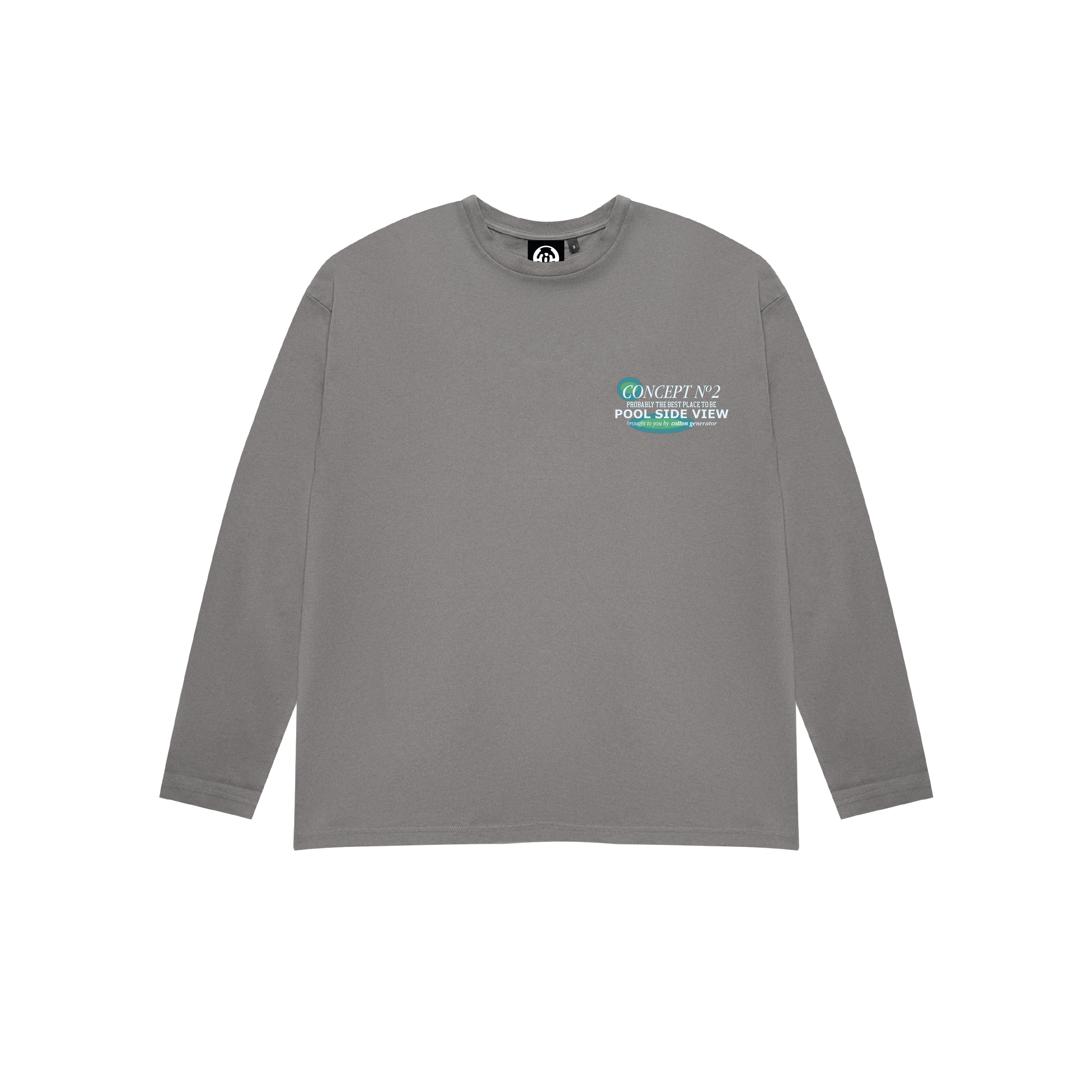 POOL VIEW LONG SLEEVE T-SHIRT CHARCOAL