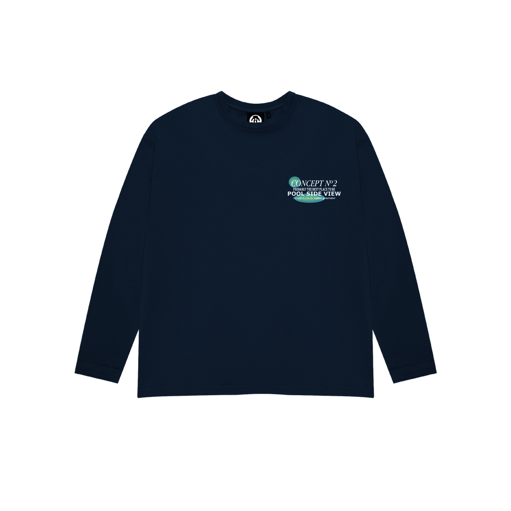 POOL VIEW LONG SLEEVE T-SHIRT NAVY BLUE
