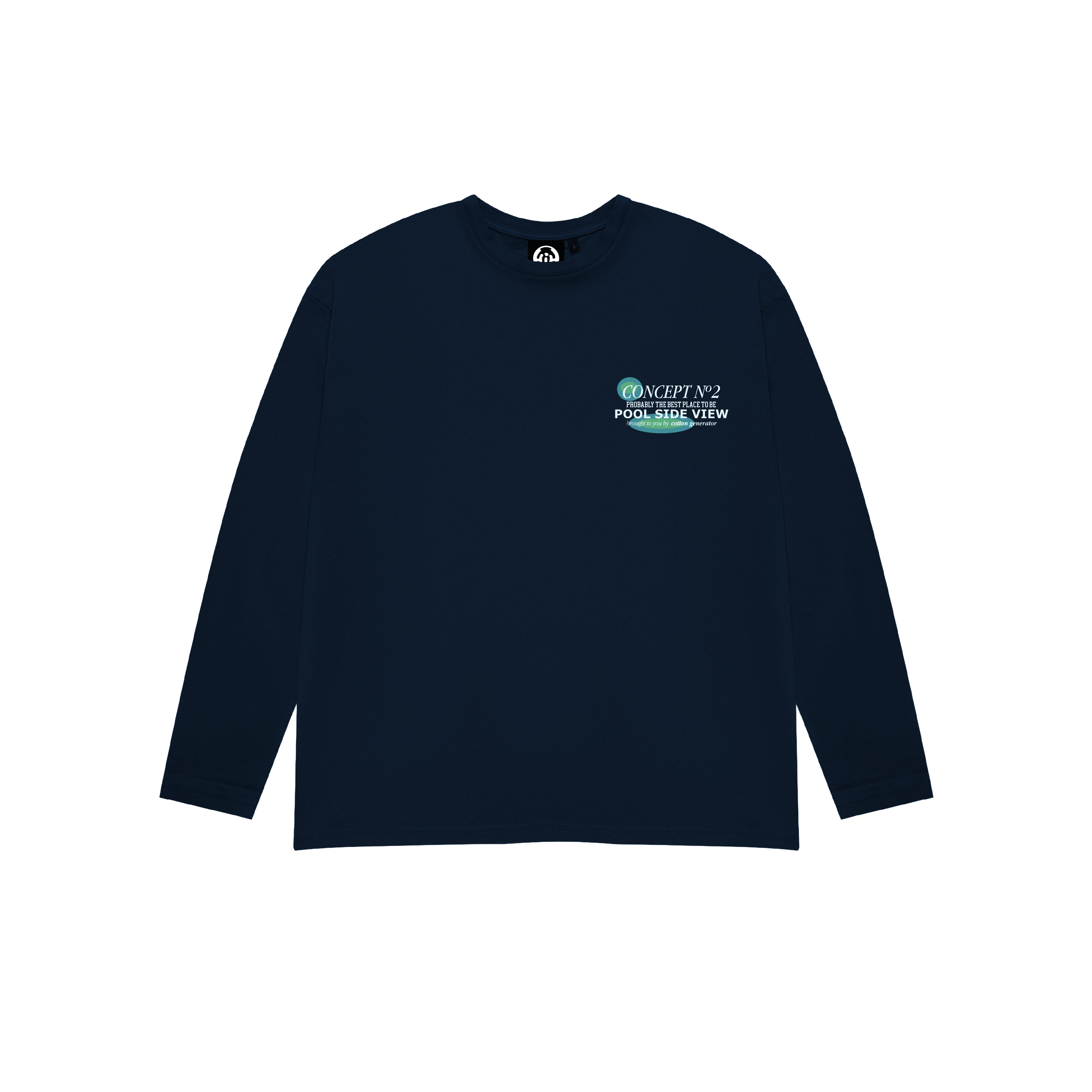 POOL VIEW LONG SLEEVE T-SHIRT NAVY BLUE