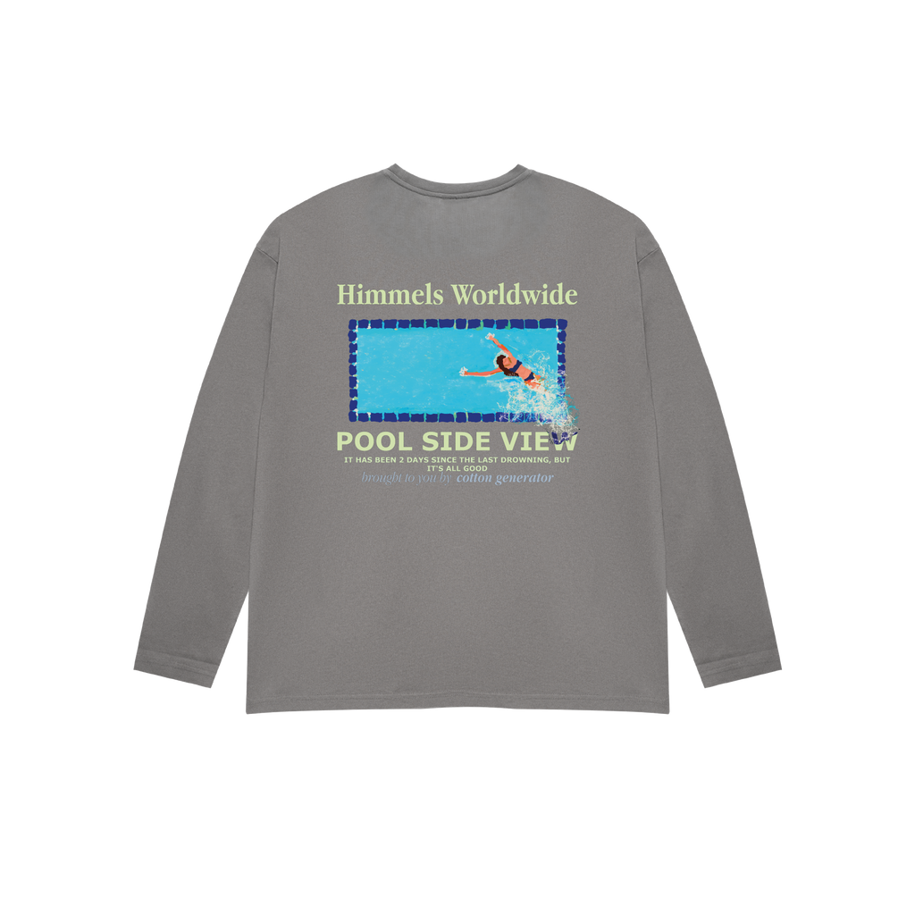 POOL VIEW LONG SLEEVE T-SHIRT CHARCOAL
