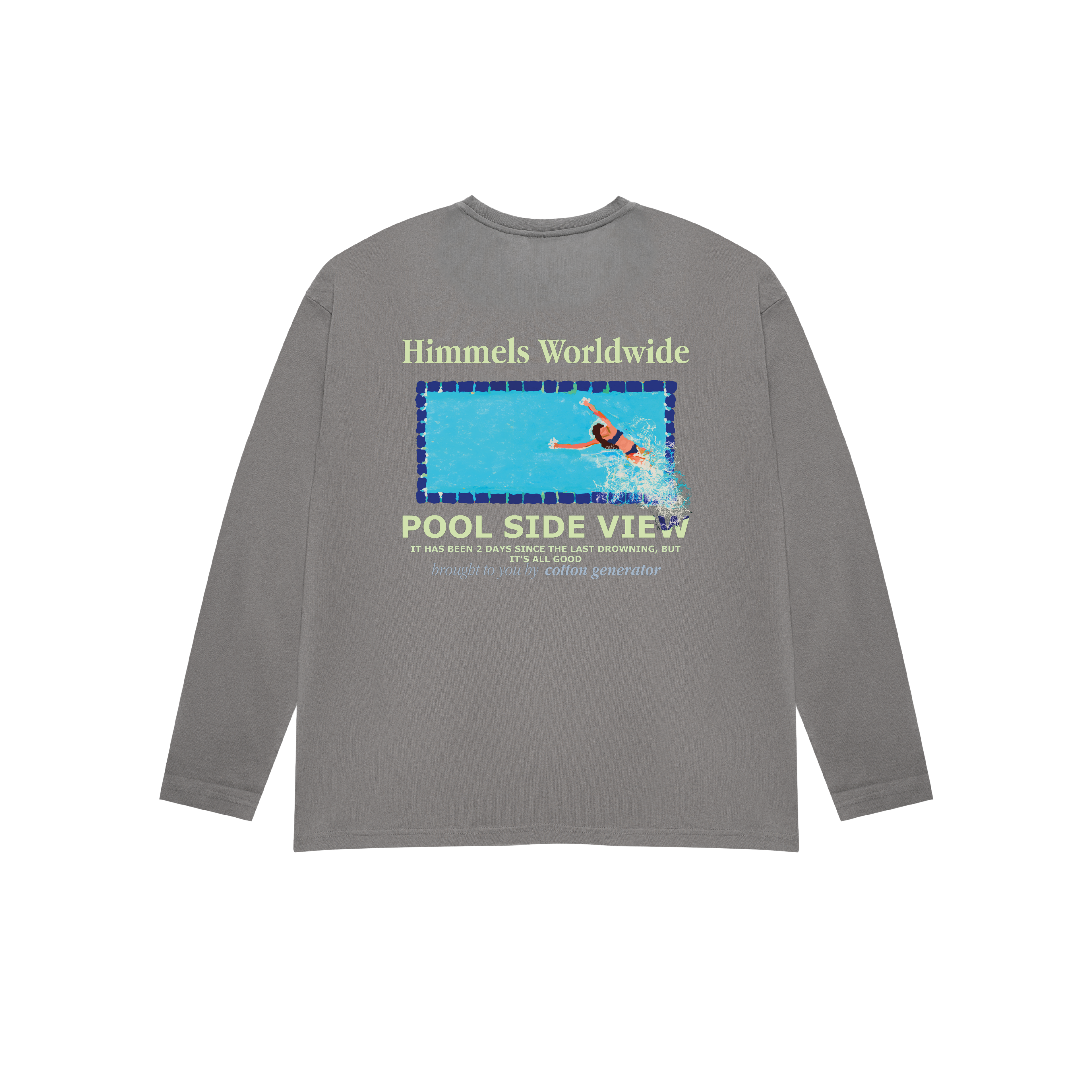 POOL VIEW LONG SLEEVE T-SHIRT CHARCOAL