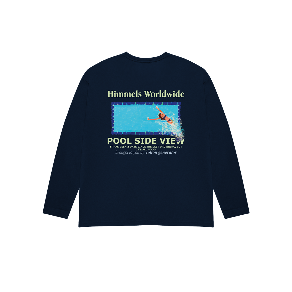 POOL VIEW LONG SLEEVE T-SHIRT NAVY BLUE