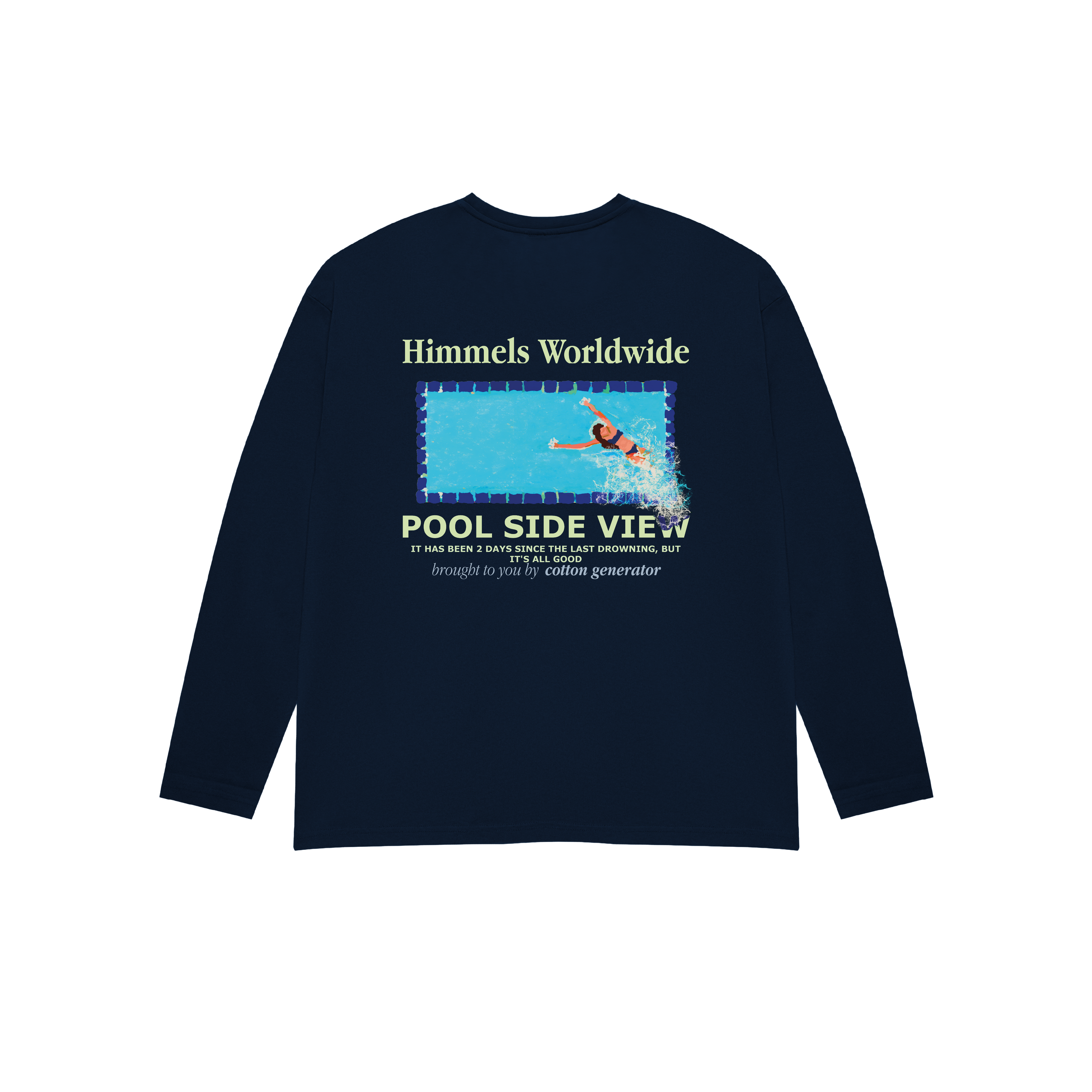 POOL VIEW LONG SLEEVE T-SHIRT NAVY BLUE