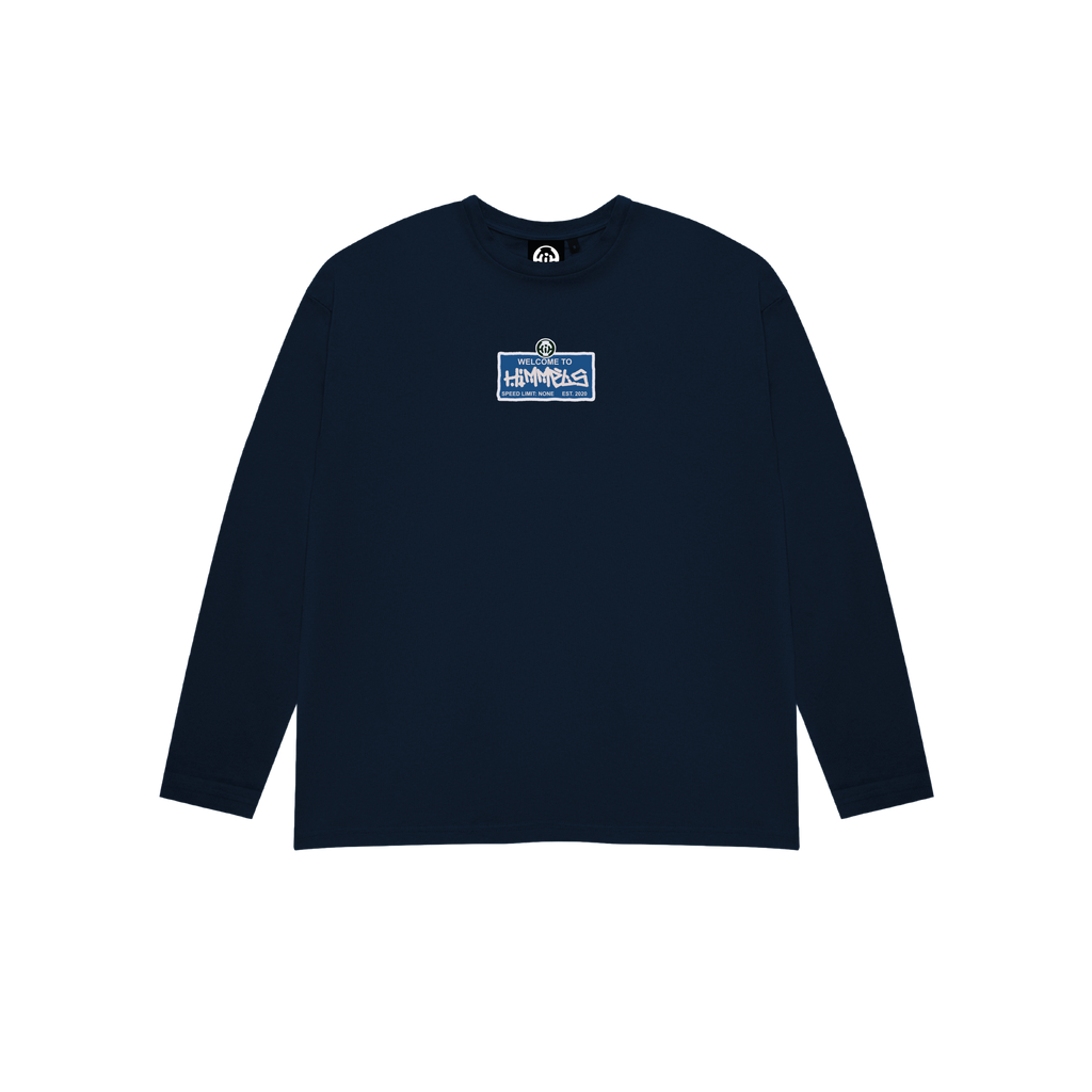 WRECKLESS BEHAVIOUR LONG-SLEEVED T-SHIRT NAVY BLUE